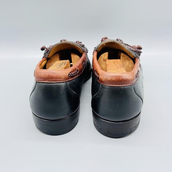 Allen Edmonds Shoes Mens 8.5 Black Leather Kiltie Loafers Moc Toe Dress Vtg USA main image 3